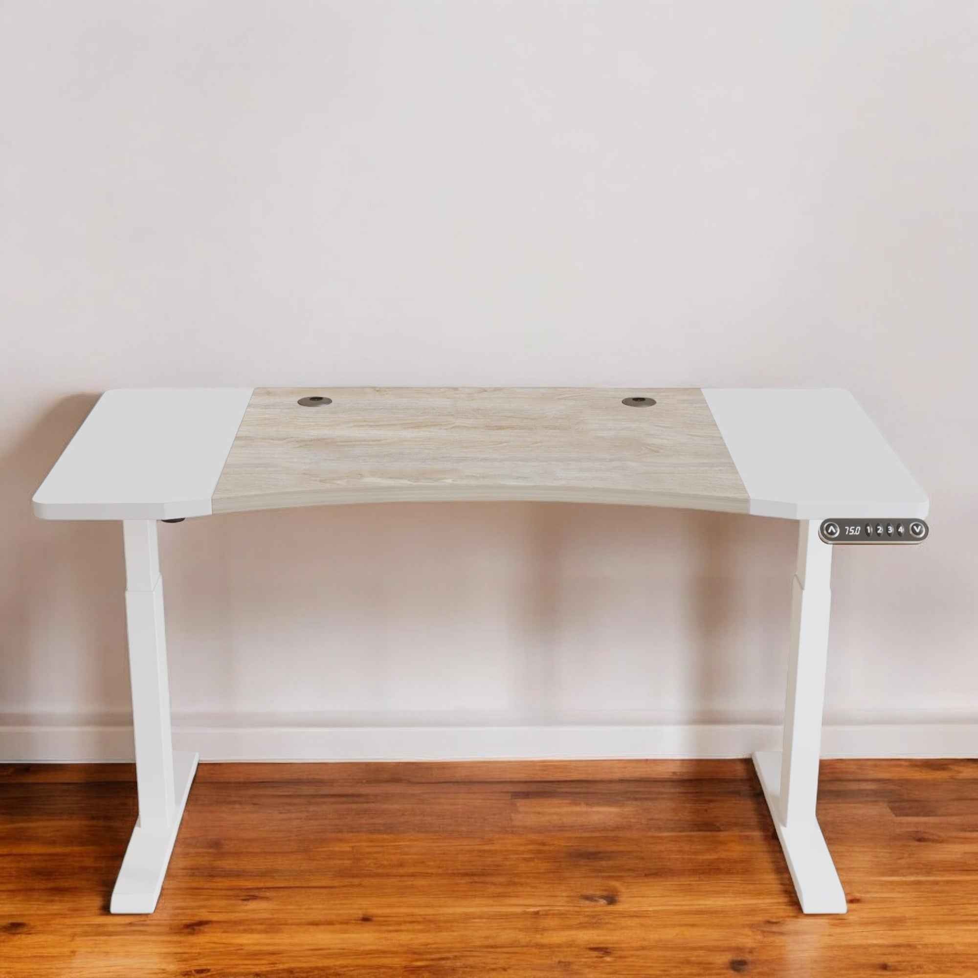 63" Adjustable Brown and White Standing Desk