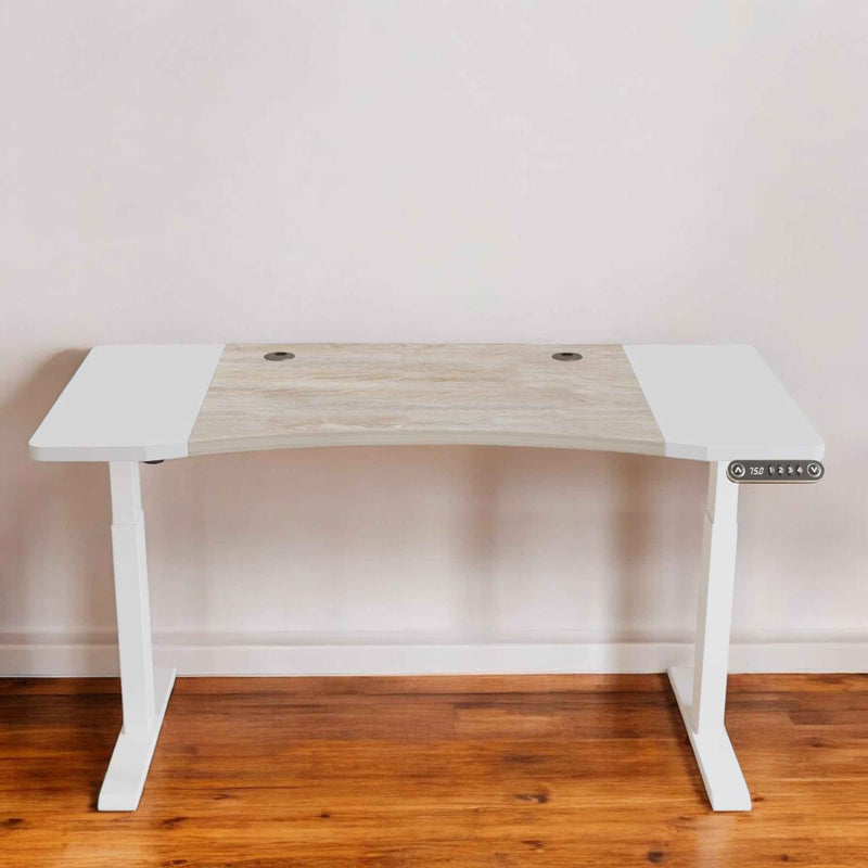 63" Adjustable Brown and White Standing Desk