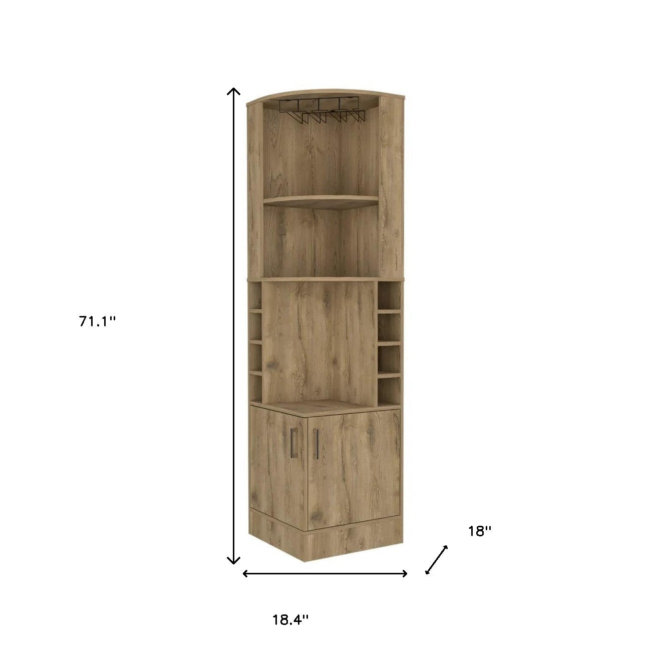 18" Natural Corner Bar Cabinet With Eleven Shelves - Kitchen & Dining
