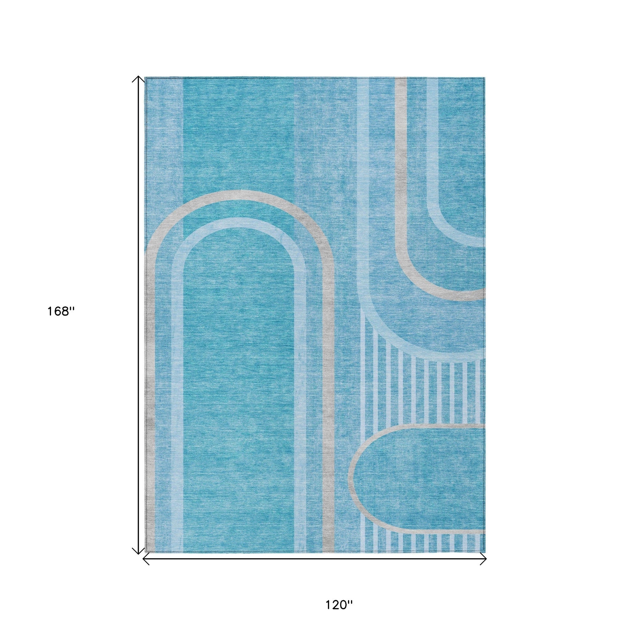 10' X 14' Teal Abstract Washable Indoor Outdoor Area Rug - Sports & Outdoor