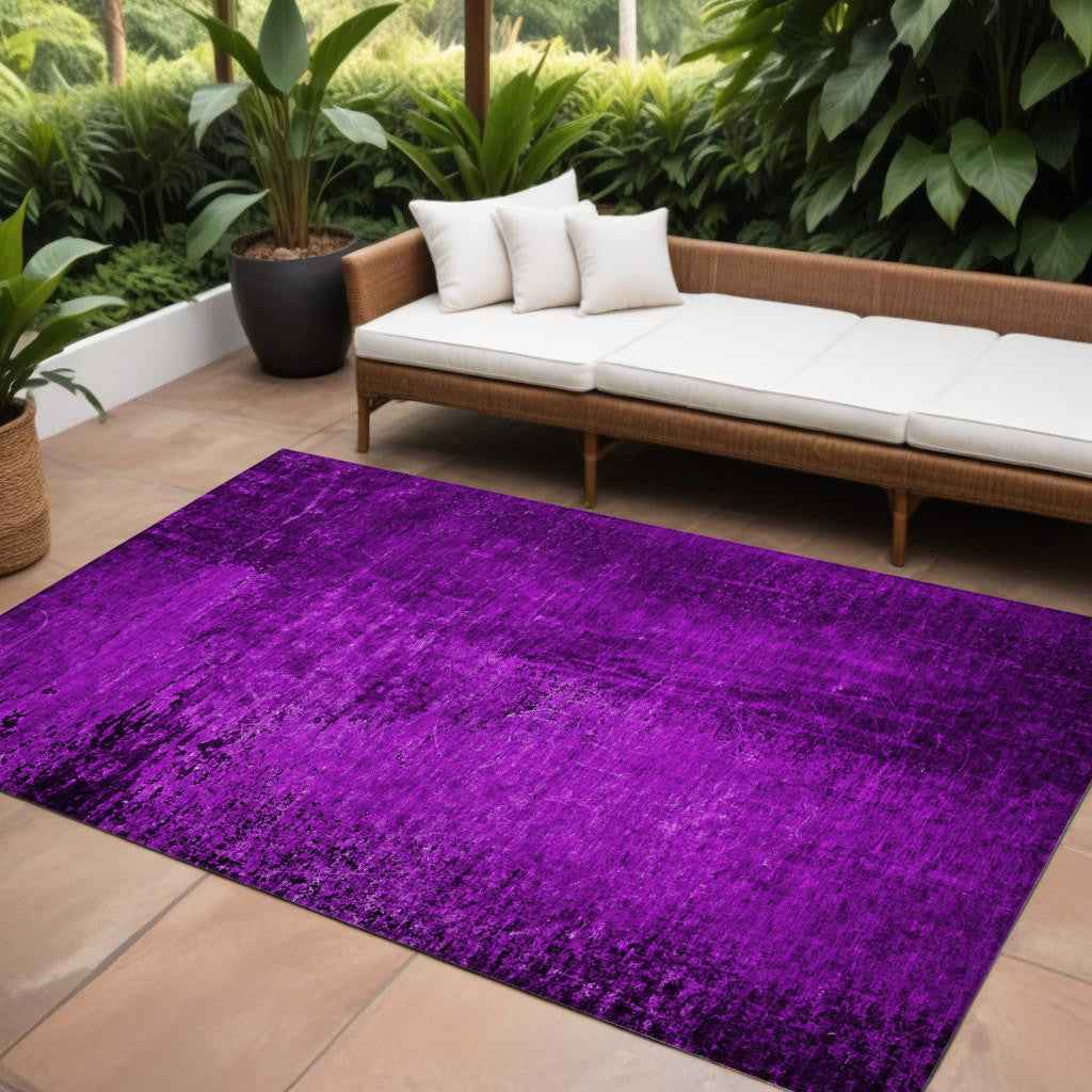 10' X 14' Purple Abstract Washable Non Skid Indoor Outdoor Area Rug