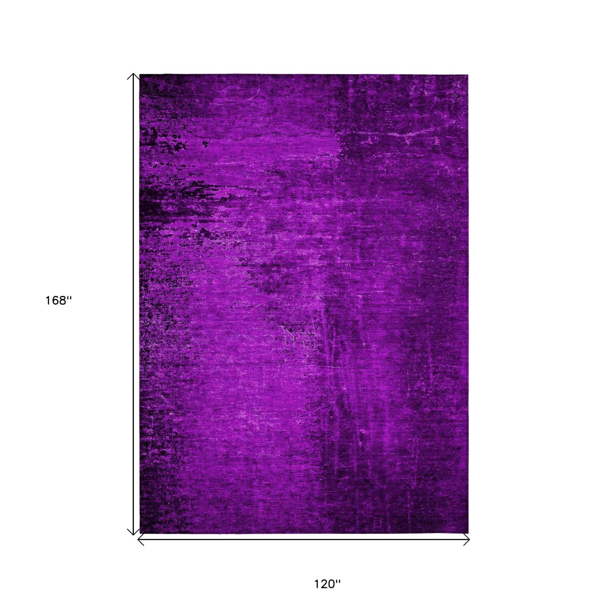 10' X 14' Purple Abstract Washable Non Skid Indoor Outdoor Area Rug