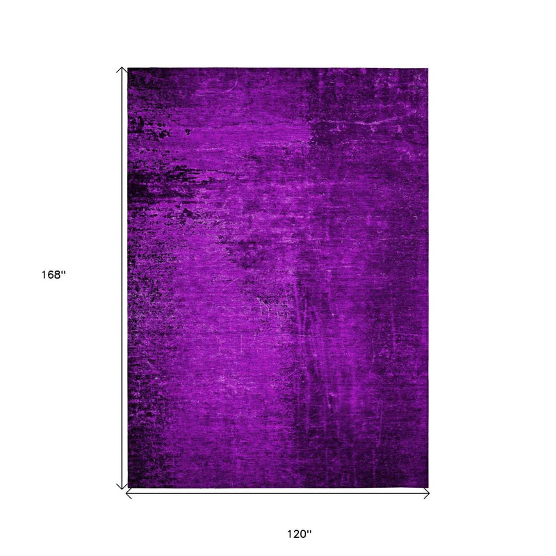 10' X 14' Purple Abstract Washable Non Skid Indoor Outdoor Area Rug
