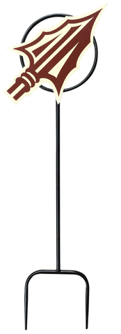 Florida State University wrought iron yard stake with circular ring and spear logo