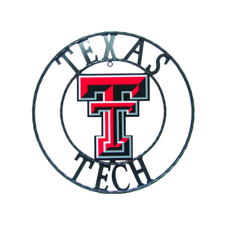 Texas Tech University Double T wrought iron wall decor, circular ring
