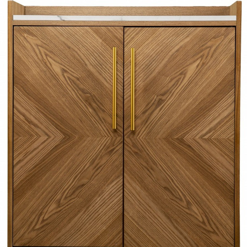 Retro Gold Natural and Faux Marble Wine Cabinet - Kitchen & Dining