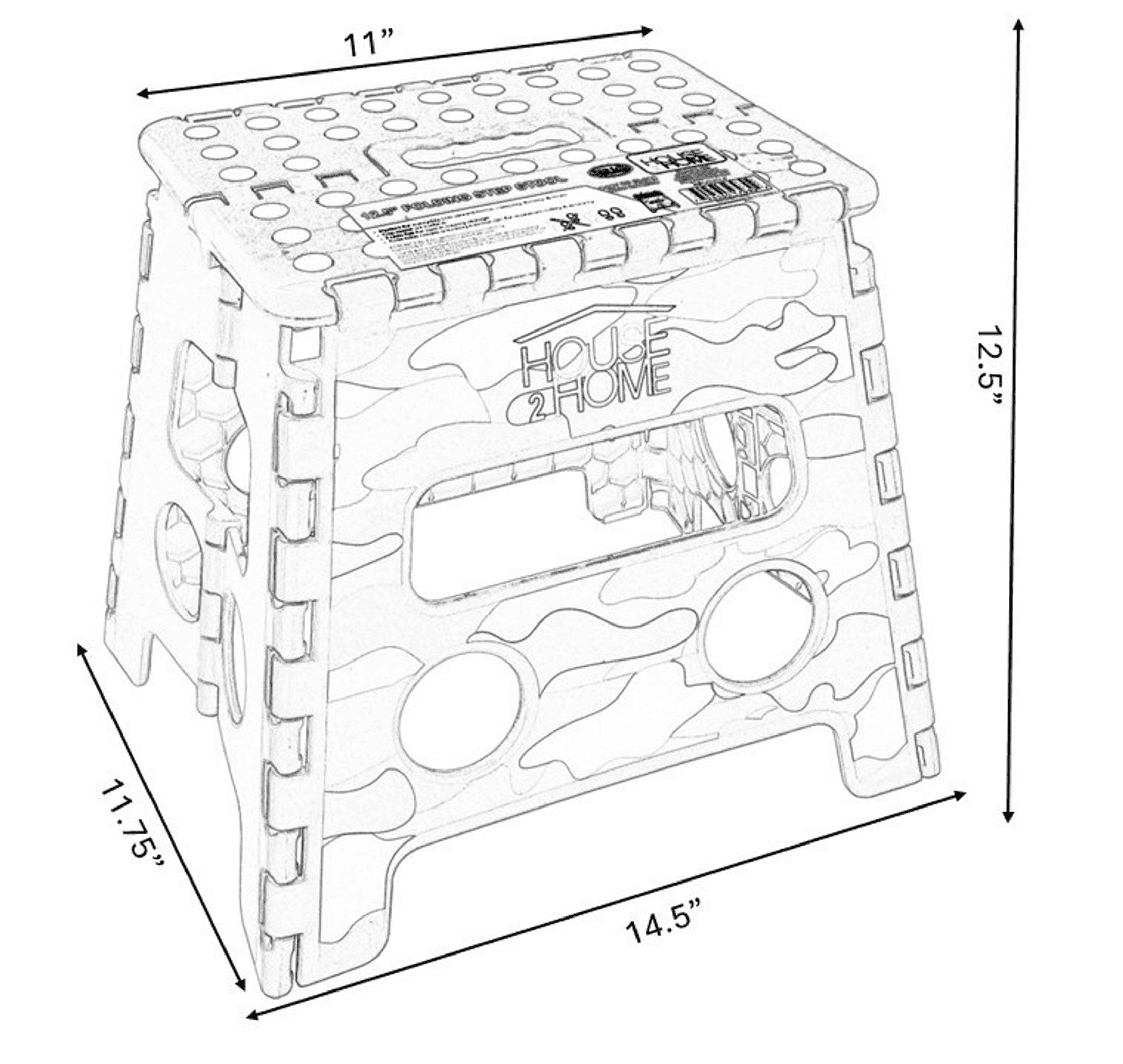 White camouflage step stool design with dot grip top and step frame