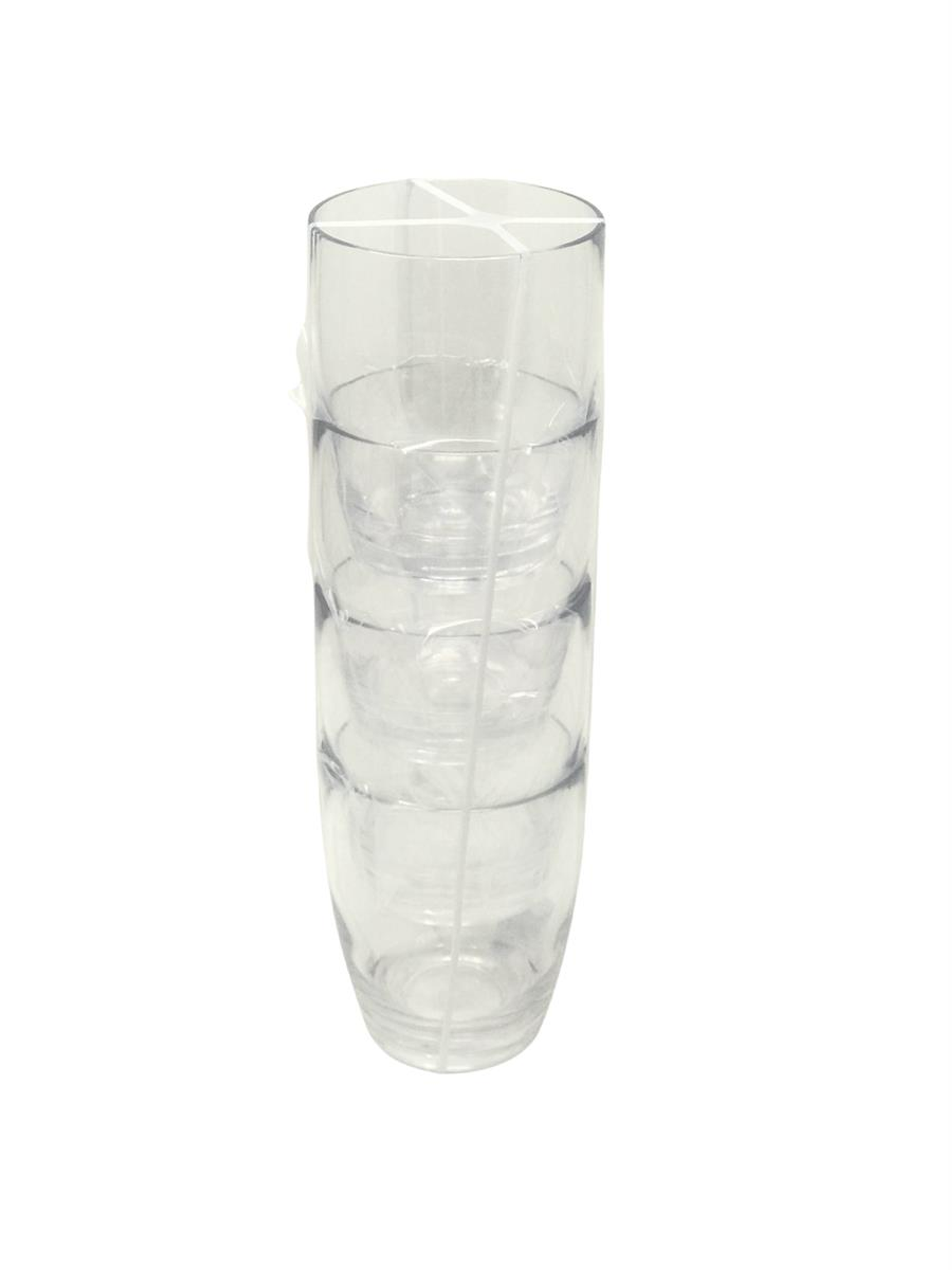 Clear acrylic highball tumbler, empty with ribbed texture view, 19 oz