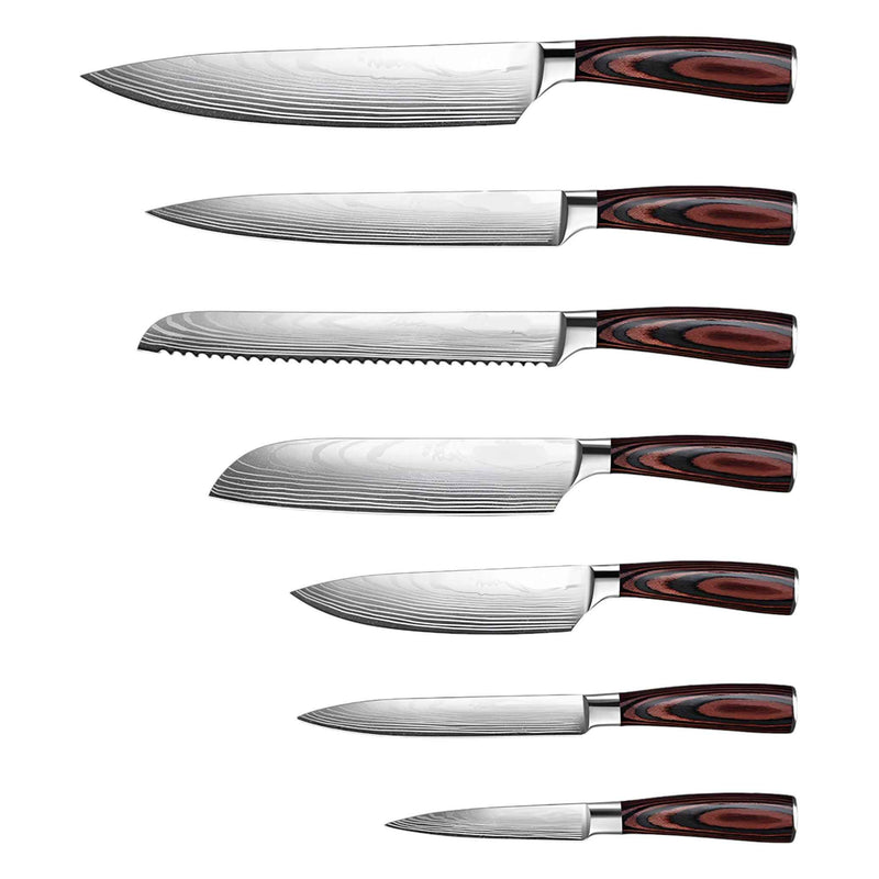 Black And Brown Wood Seven Piece Cutlery Set