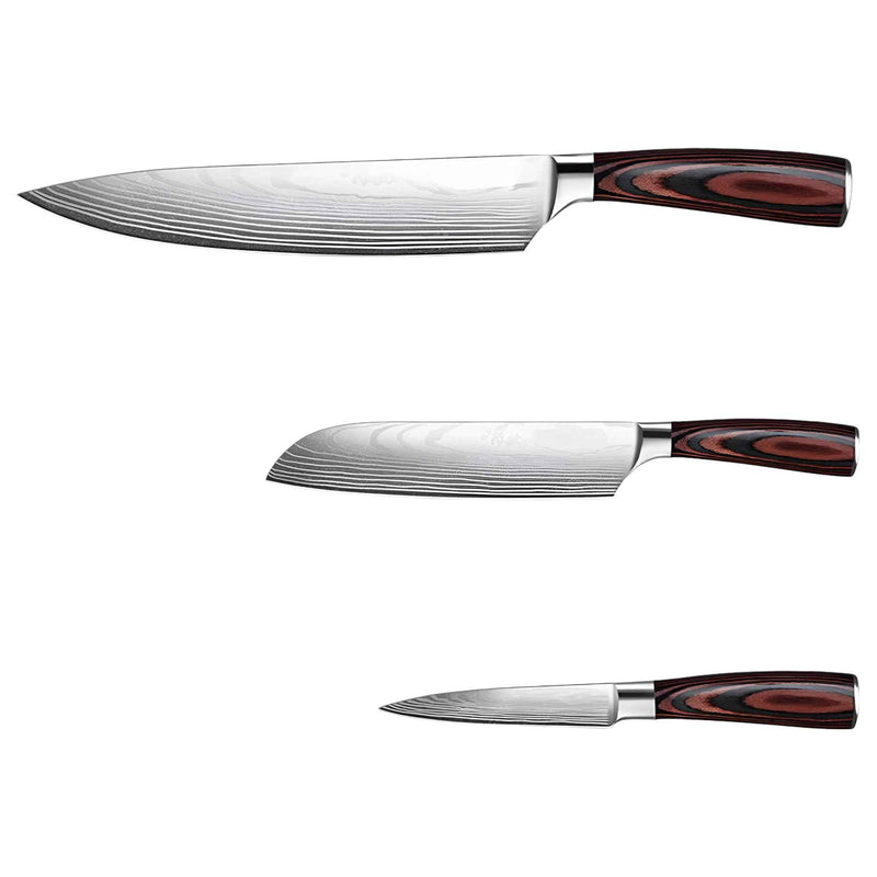 Black And Brown Wood Seven Piece Cutlery Set