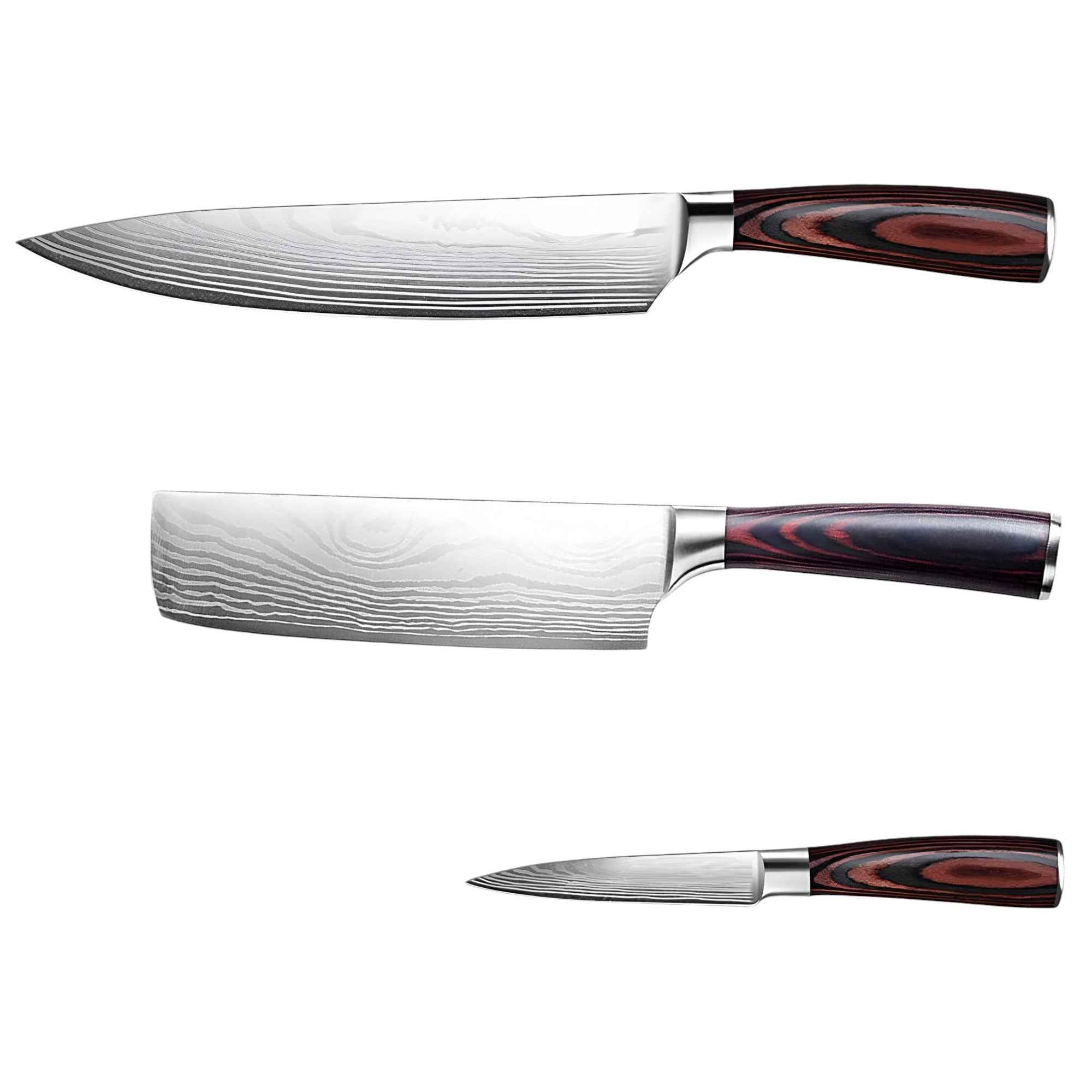 Black And Brown Wood Seven Piece Cutlery Set