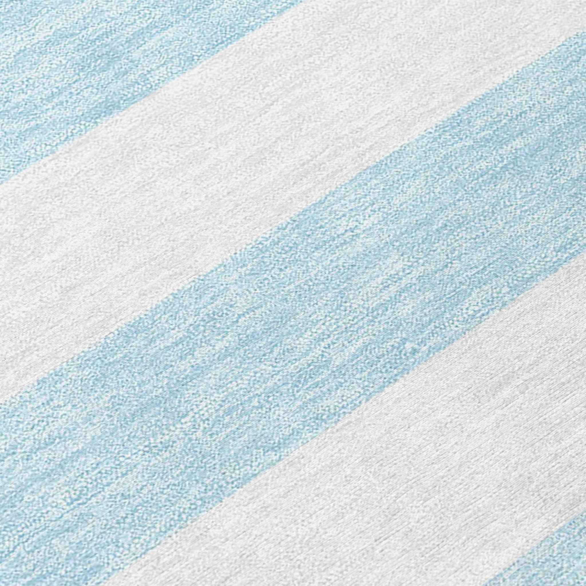 9' X 12' Blue and White Striped Washable Indoor Outdoor Area Rug
