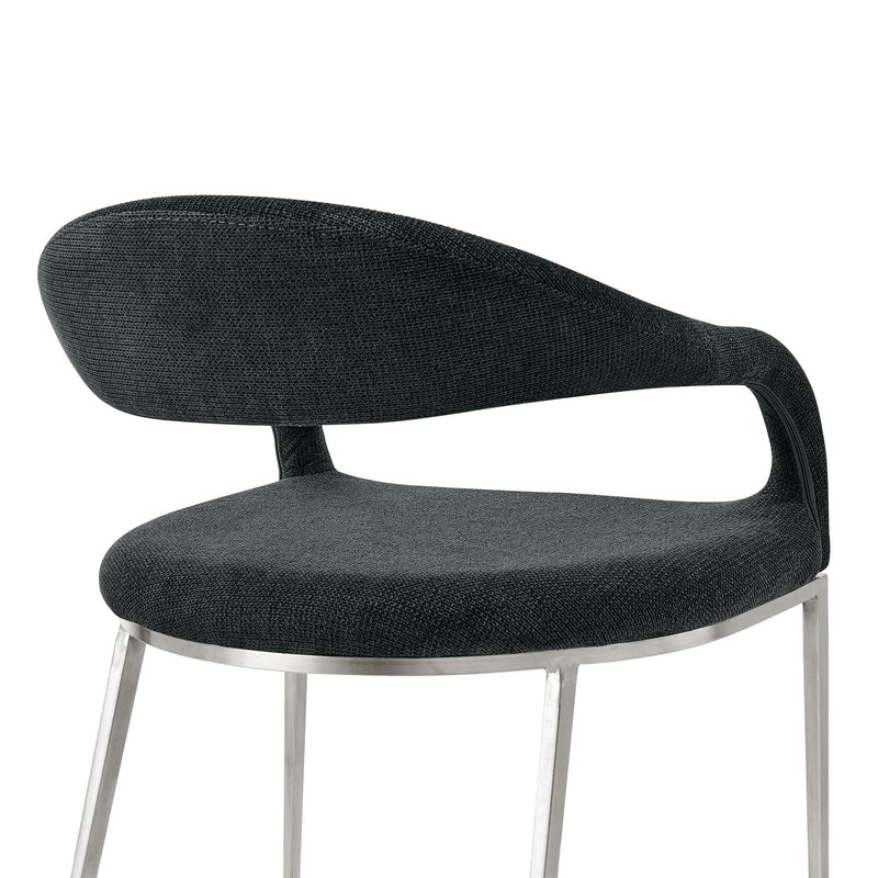 Set of Two Gray And Silver Upholstered Polyester Open Back Dining Arm Chairs - Kitchen & Dining