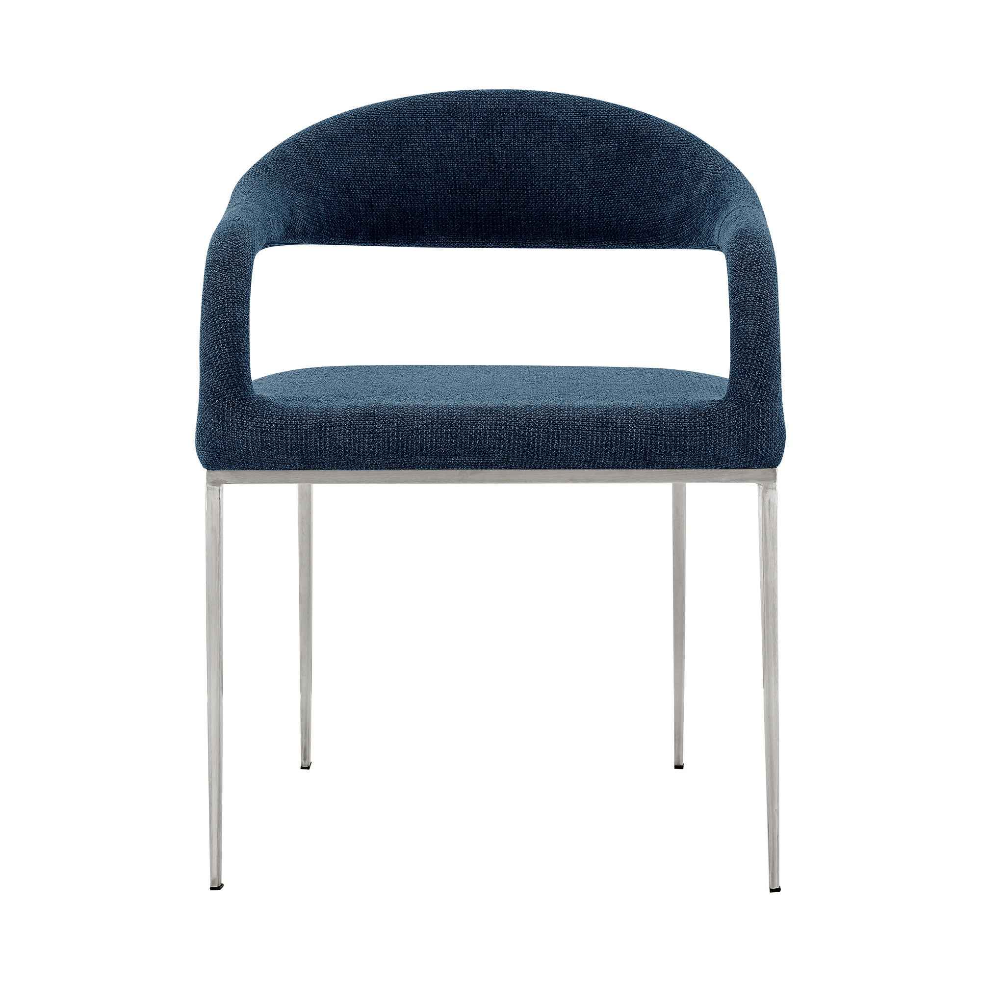 Set of Two Blue And Silver Upholstered Polyester Open Back Dining Arm Chairs