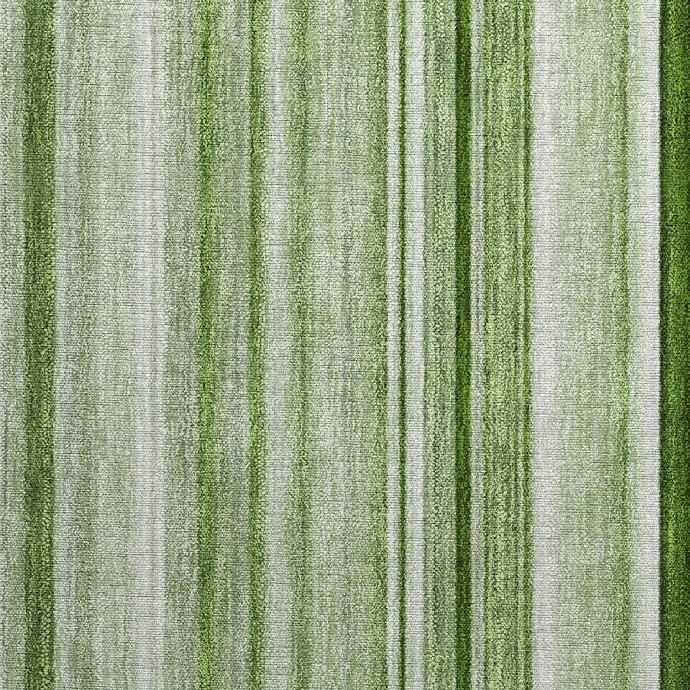 2' X 3' Artichoke Green Striped Washable Indoor Outdoor Area Rug