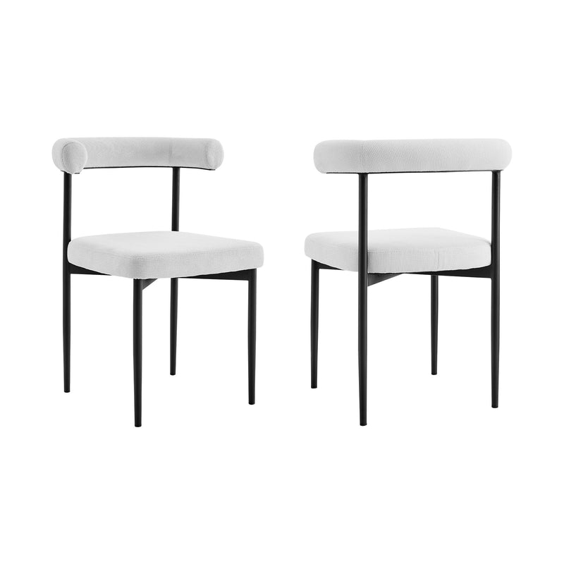 Set of Two Gray And Black Upholstered Polyester Open Back Dining Side Chairs - Kitchen & Dining