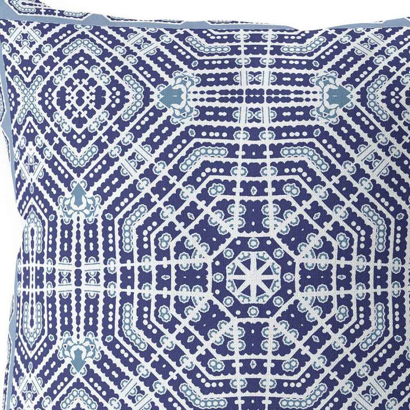 20” Indigo Blue Geostar Indoor Outdoor Throw Pillow
