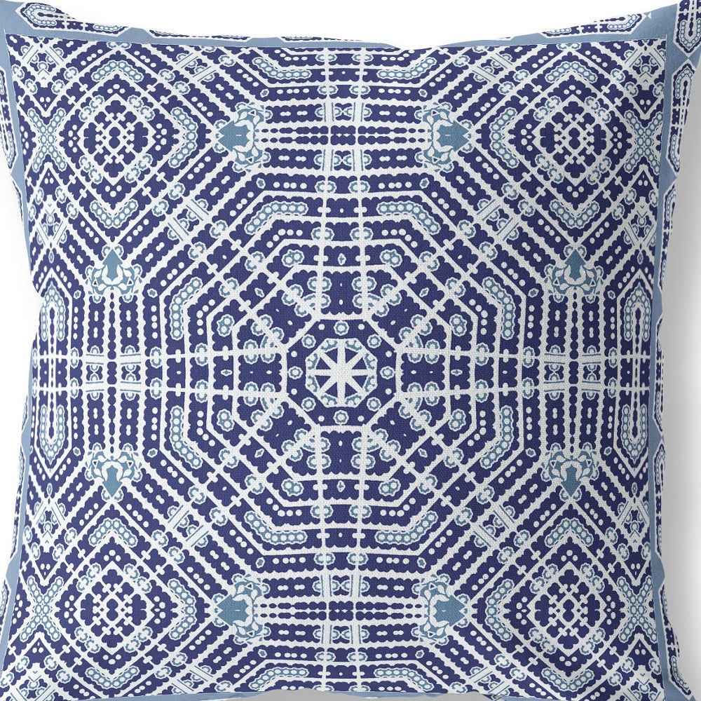20” Indigo Blue Geostar Indoor Outdoor Throw Pillow