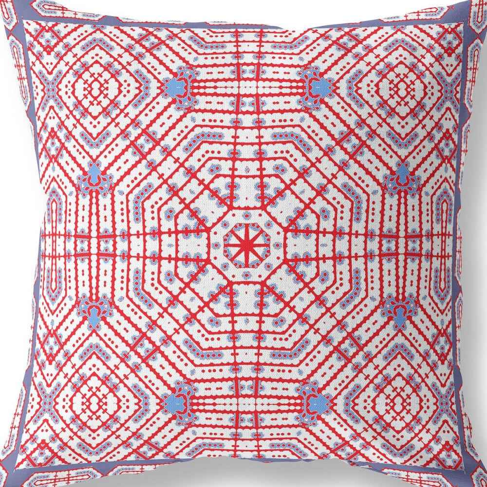 26” Red White Geostar Indoor Outdoor Throw Pillow