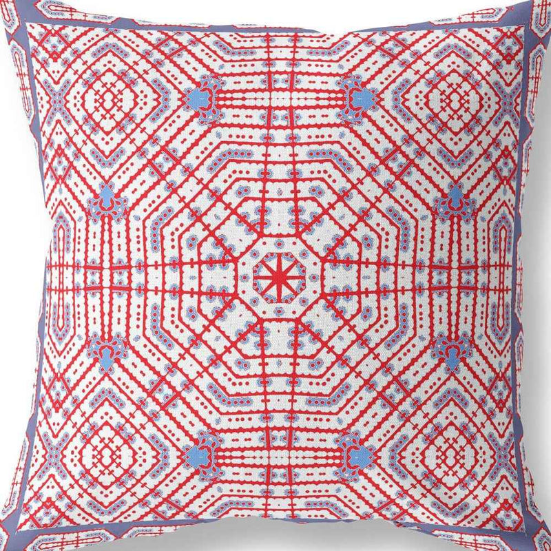 26” Red White Geostar Indoor Outdoor Throw Pillow