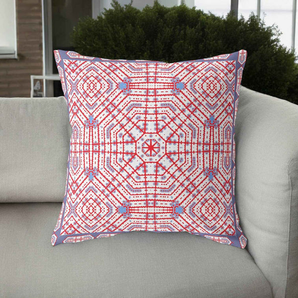 16” Red White Geostar Indoor Outdoor Throw Pillow