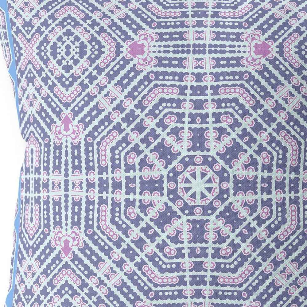 26” Lilac Blue Geostar Indoor Outdoor Throw Pillow