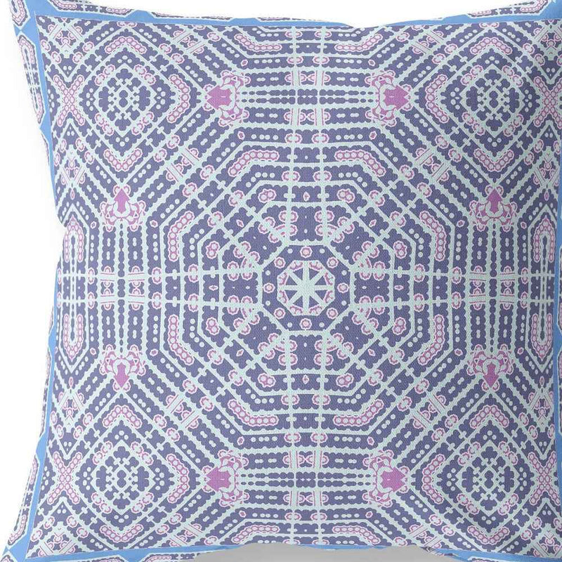 26” Lilac Blue Geostar Indoor Outdoor Throw Pillow
