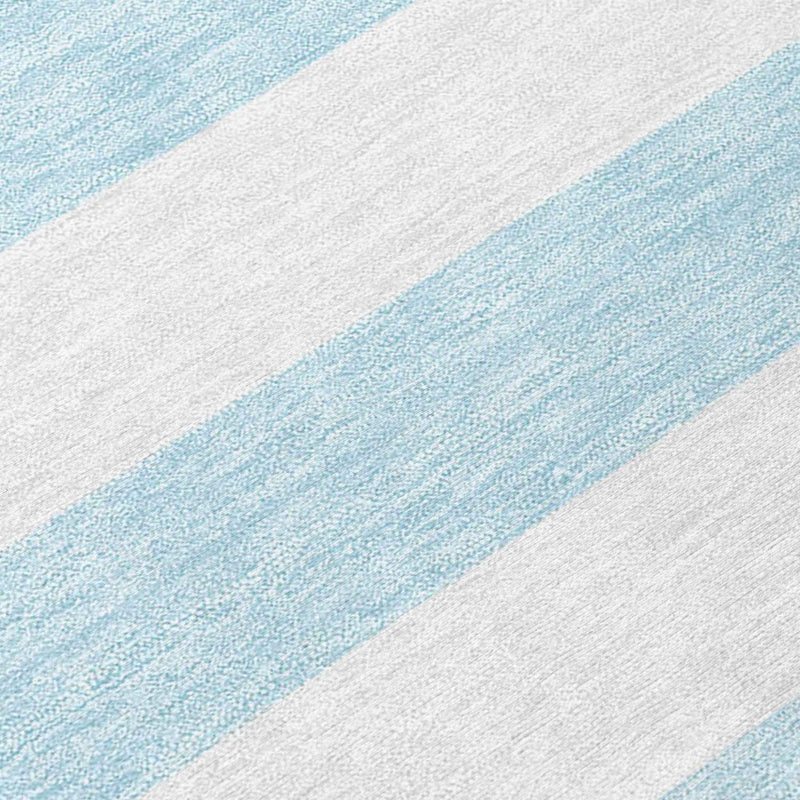 8' X 10' Blue and White Striped Washable Indoor Outdoor Area Rug