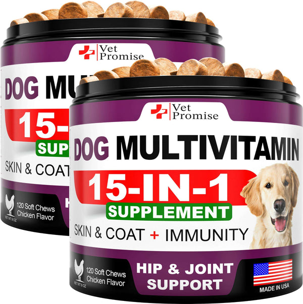 (2 Pack) Dog Multivitamin Chewable with Glucosamine   Dog Vitamins and Supplements   Senior & Puppy Multivitamin for Dogs…