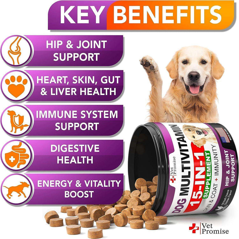 (2 Pack) Dog Multivitamin Chewable with Glucosamine   Dog Vitamins and Supplements   Senior & Puppy Multivitamin for Dogs…