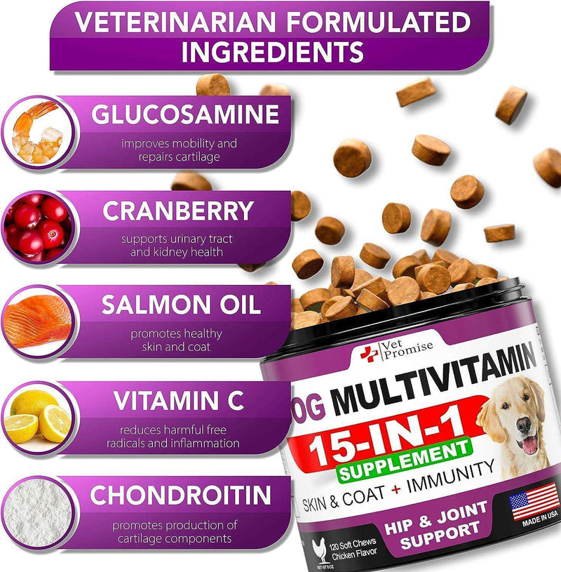 (2 Pack) Dog Multivitamin Chewable with Glucosamine   Dog Vitamins and Supplements   Senior & Puppy Multivitamin for Dogs…