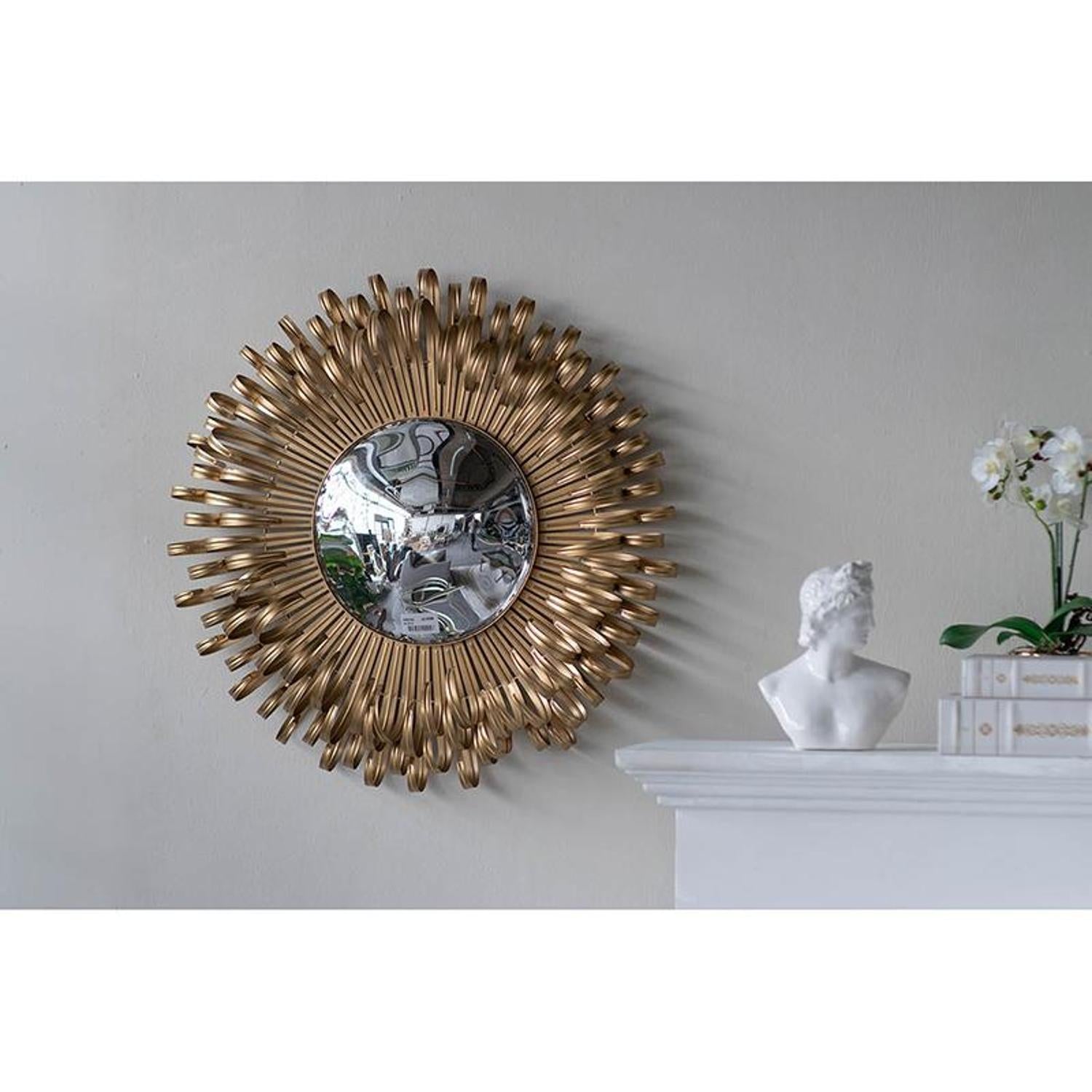 27" Gold Sunburst Iron Framed Accent Mirror - Bed & Bath