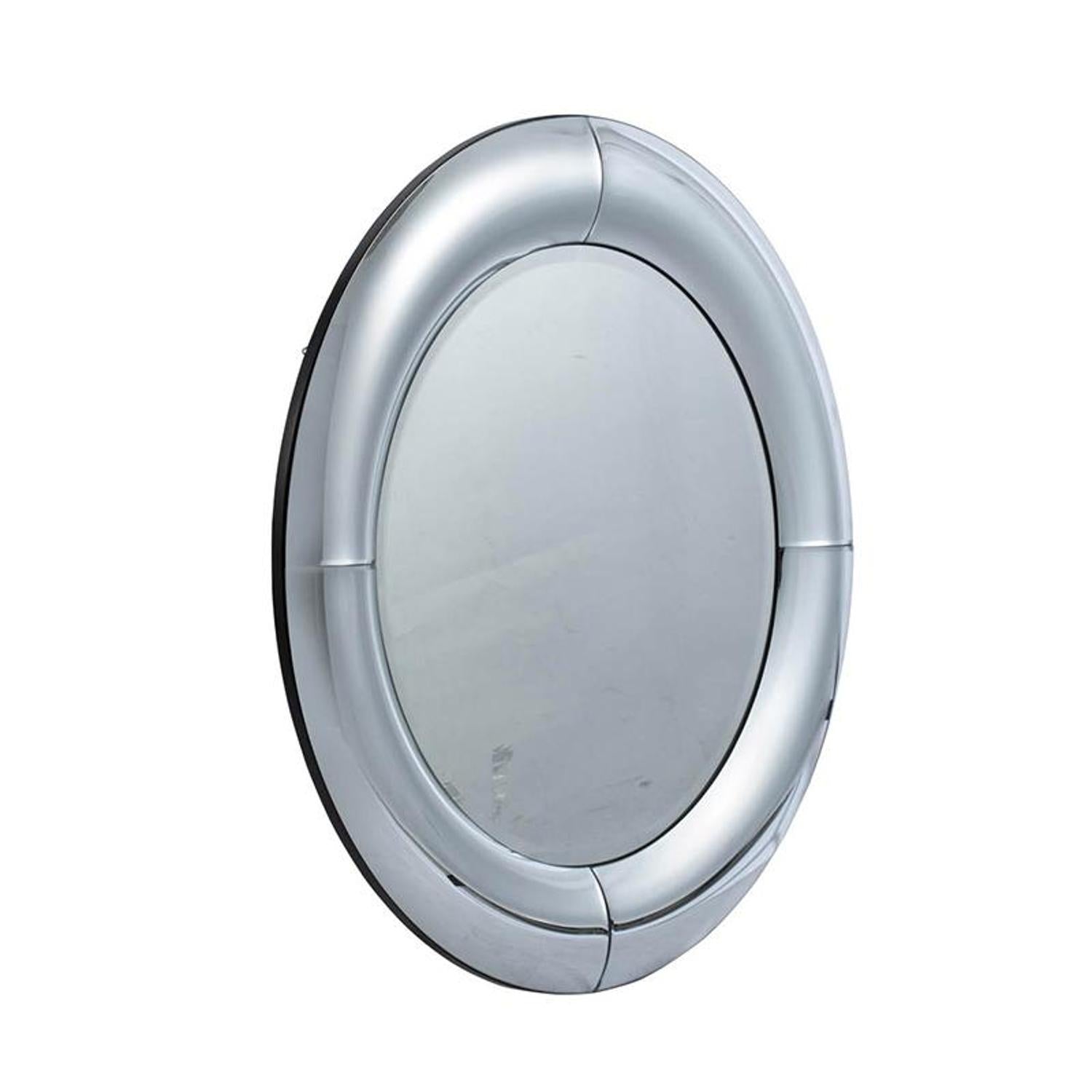 32" Silver Round Curved Frame Accent Mirror - Bed & Bath