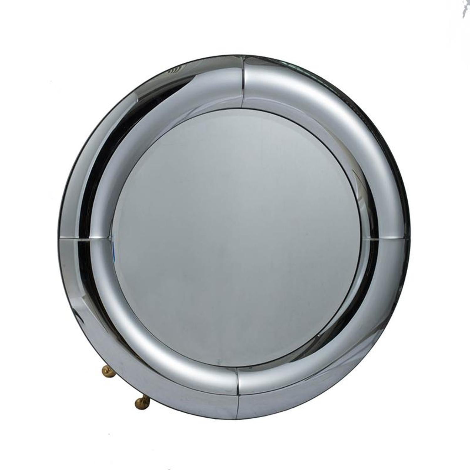 32" Silver Round Curved Frame Accent Mirror - Bed & Bath