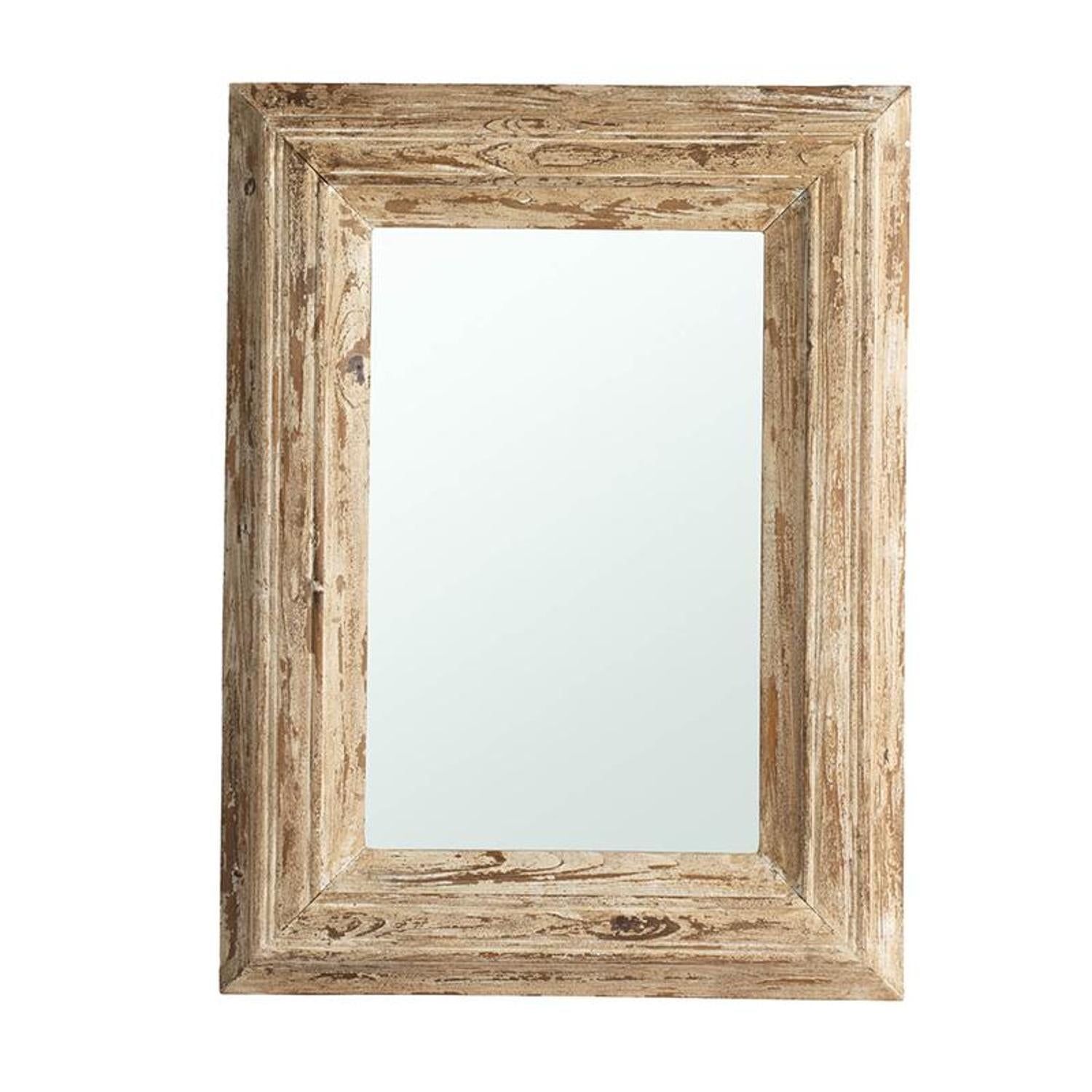 39" Natural Distressed Wood Framed Accent Mirror - Bed & Bath