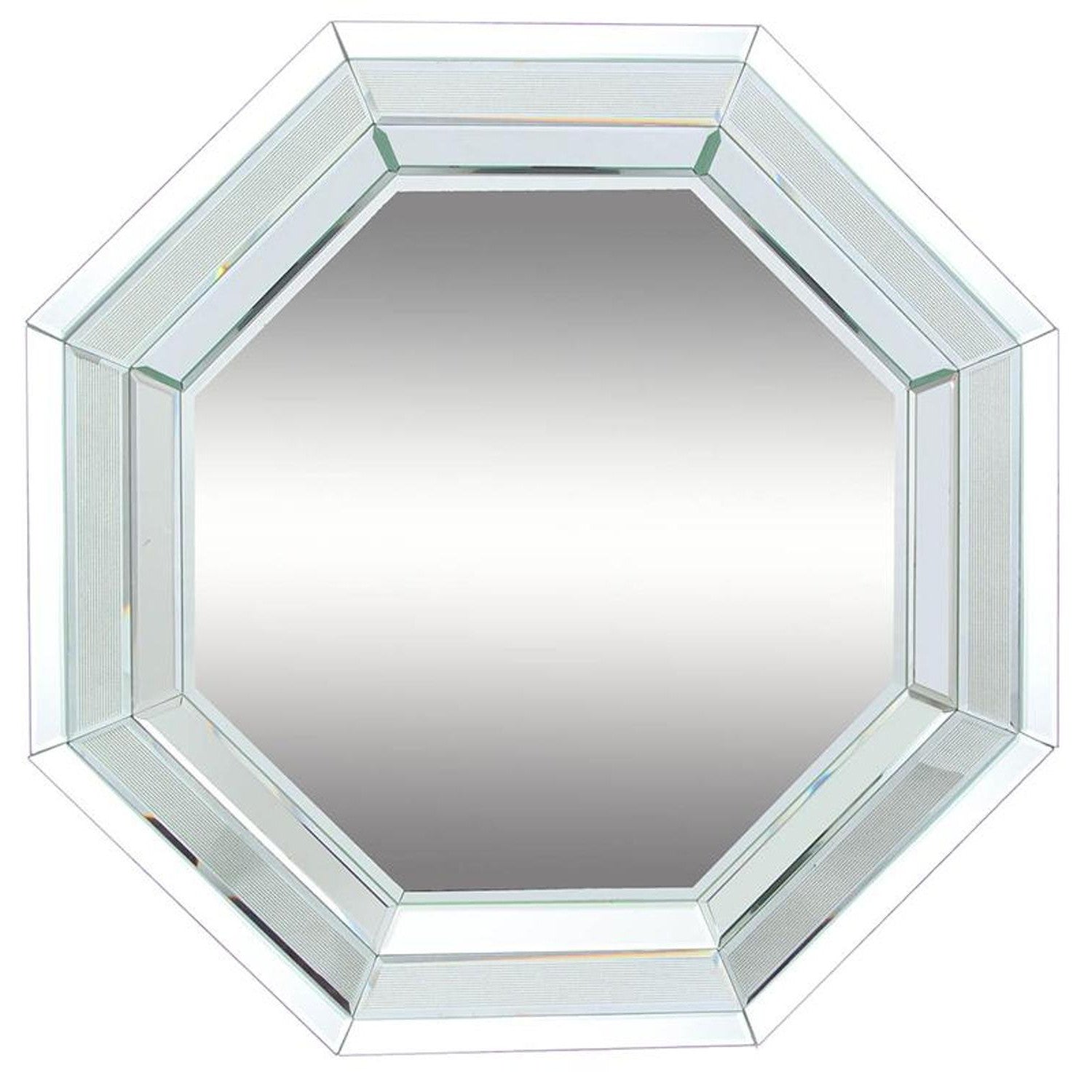 28" Silver Octagon Glass Framed Accent Mirror - Bed & Bath