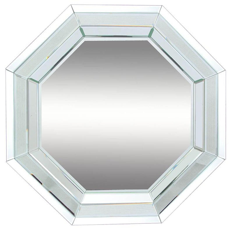 28" Silver Octagon Glass Framed Accent Mirror - Bed & Bath