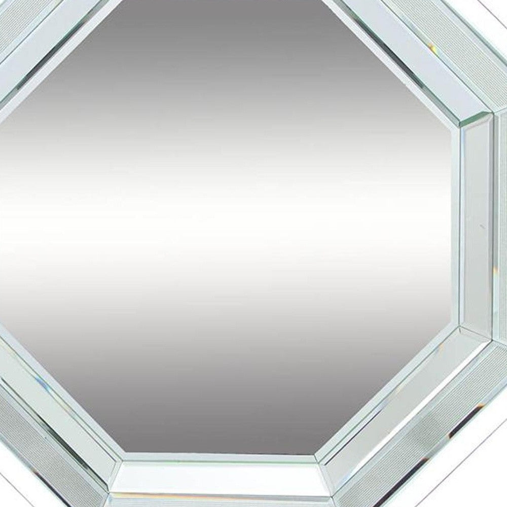 28" Silver Octagon Glass Framed Accent Mirror - Bed & Bath