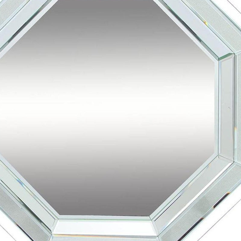 28" Silver Octagon Glass Framed Accent Mirror - Bed & Bath