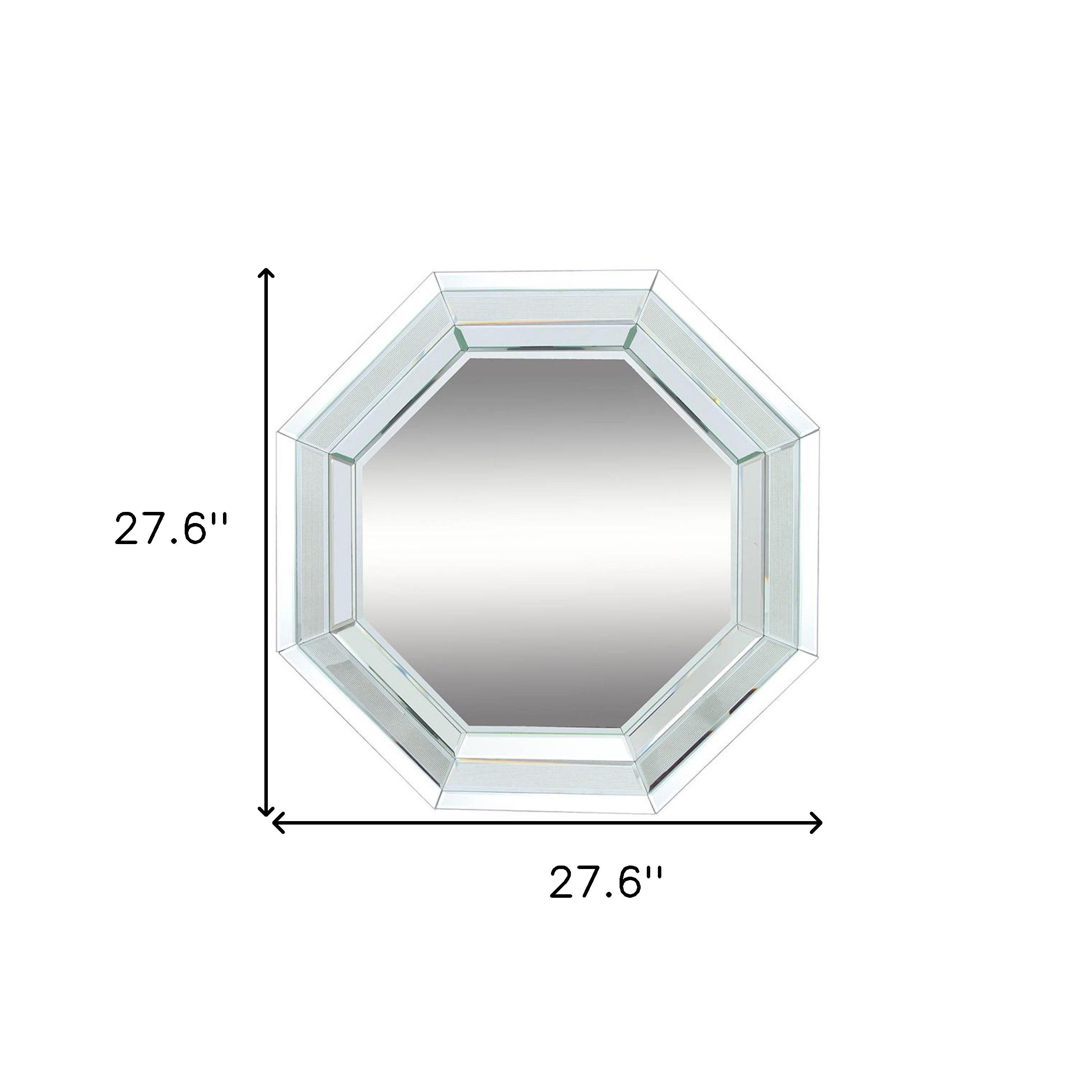 28" Silver Octagon Glass Framed Accent Mirror - Bed & Bath