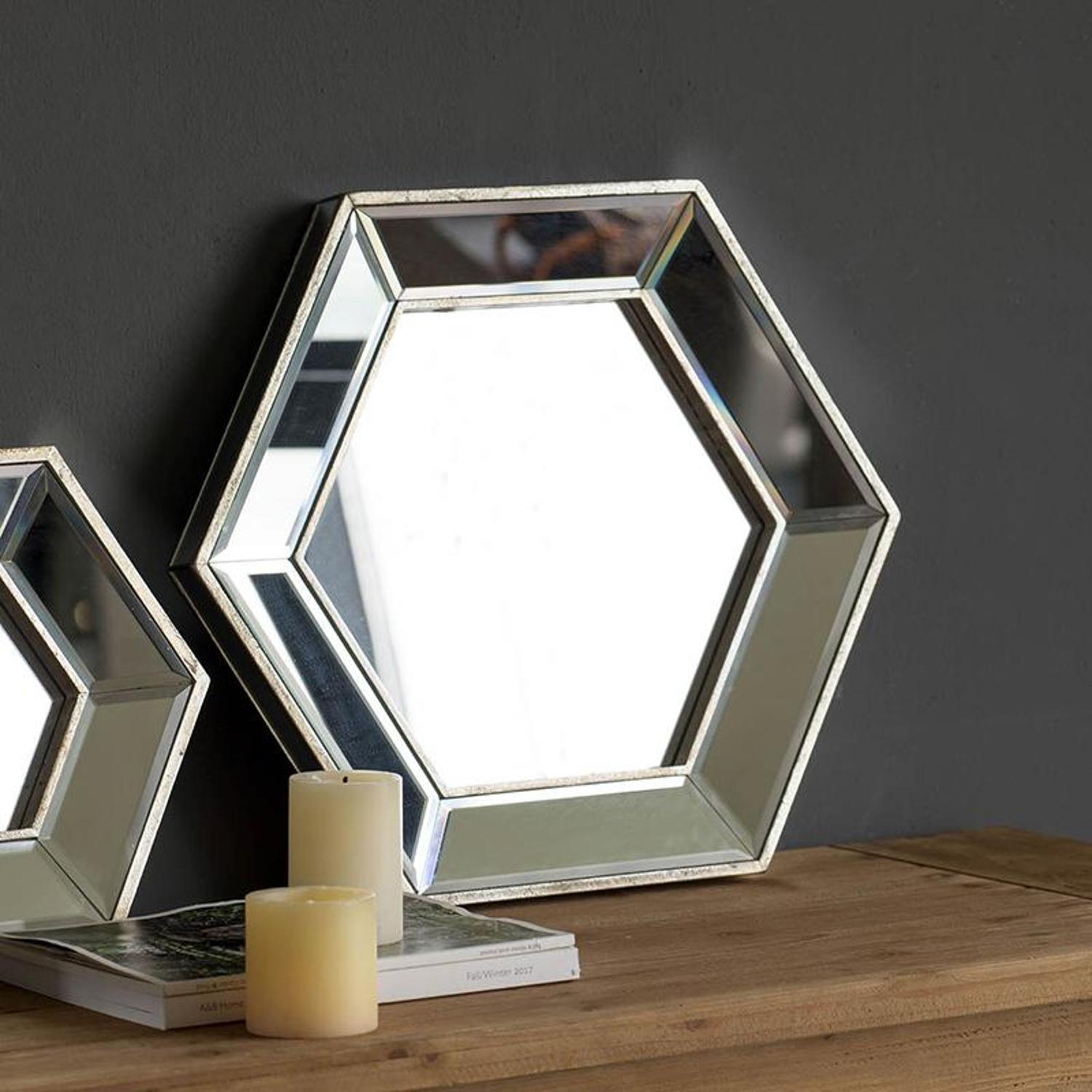 18" Silver Hexagon Glass Framed Accent Mirror - Bed & Bath