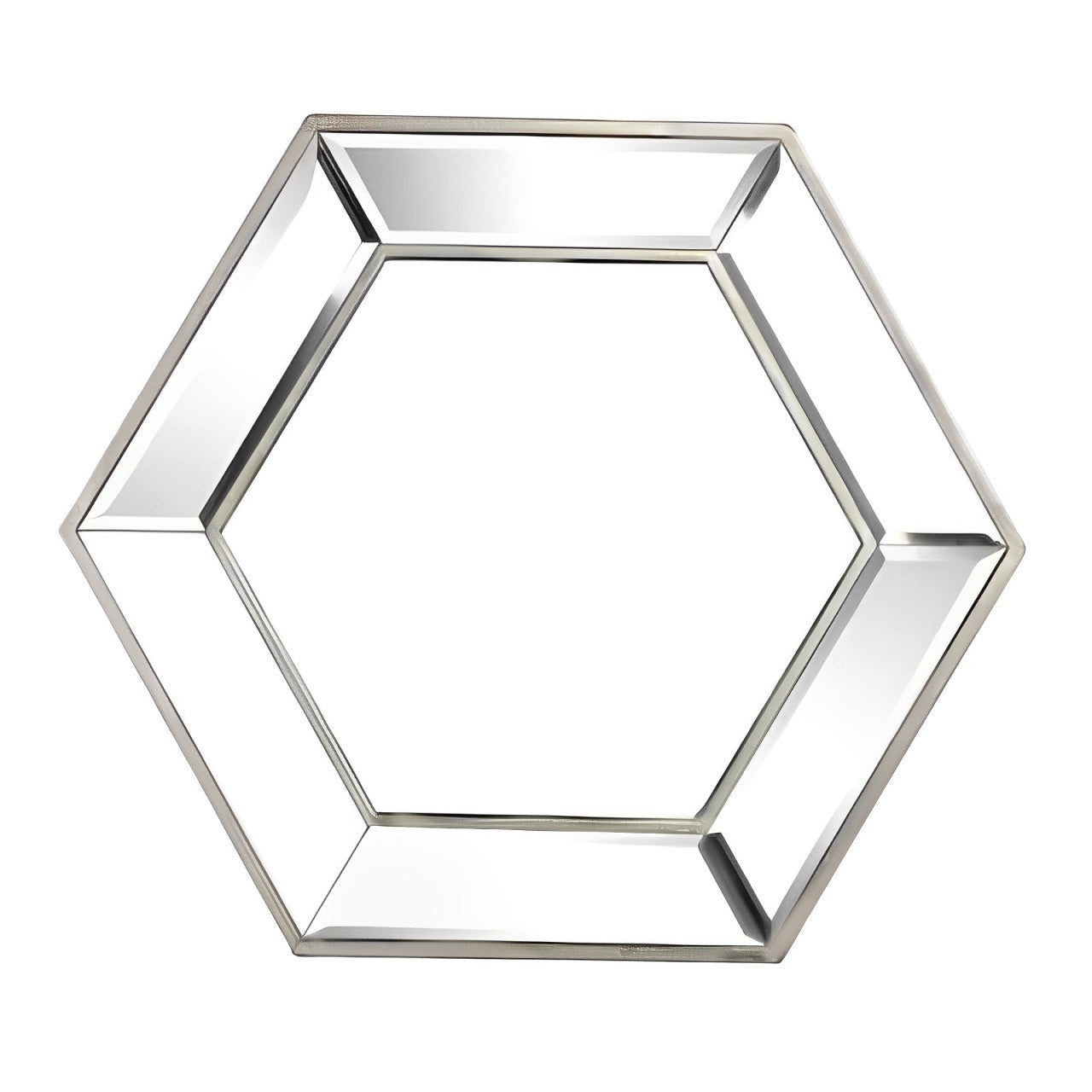 18" Silver Hexagon Glass Framed Accent Mirror - Bed & Bath