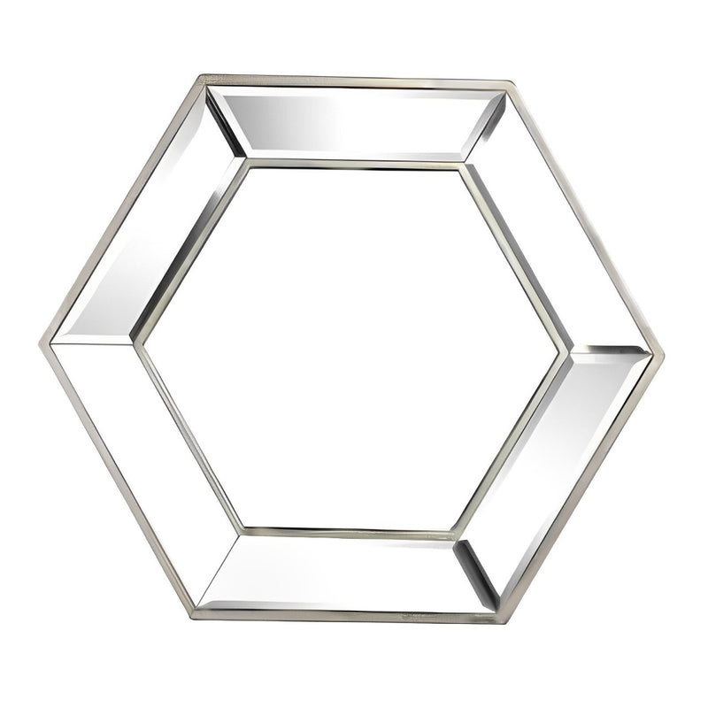 18" Silver Hexagon Glass Framed Accent Mirror - Bed & Bath
