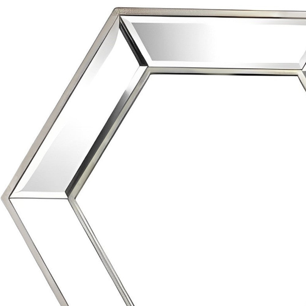 18" Silver Hexagon Glass Framed Accent Mirror - Bed & Bath
