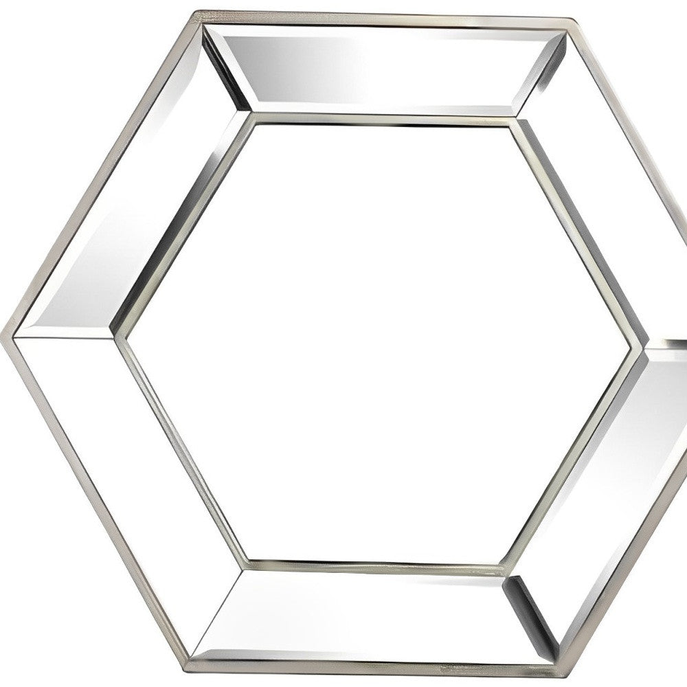 18" Silver Hexagon Glass Framed Accent Mirror - Bed & Bath