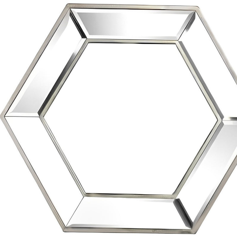 18" Silver Hexagon Glass Framed Accent Mirror - Bed & Bath