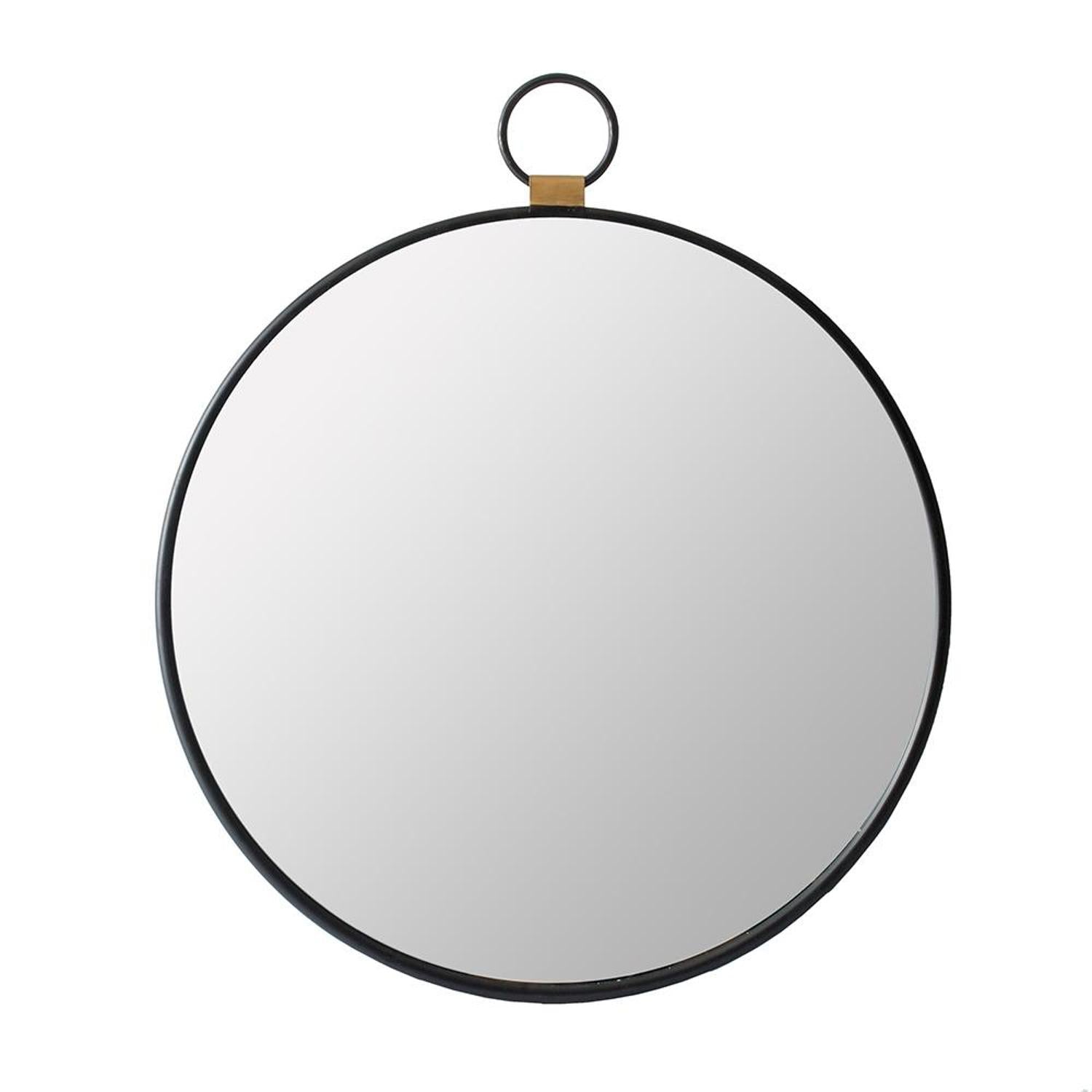 28" Black Round Iron Framed Accent Mirror - Bed & Bath