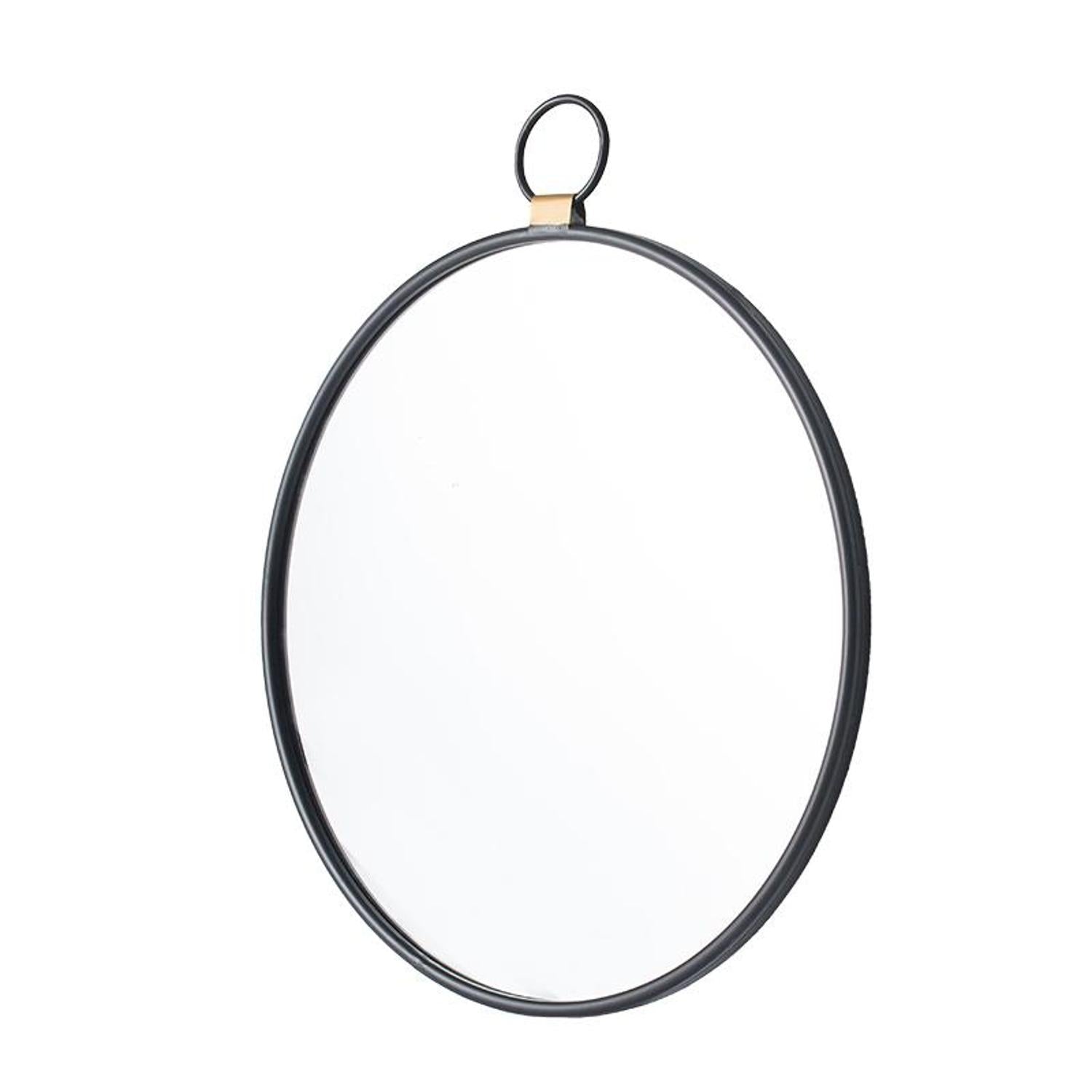28" Black Round Iron Framed Accent Mirror - Bed & Bath