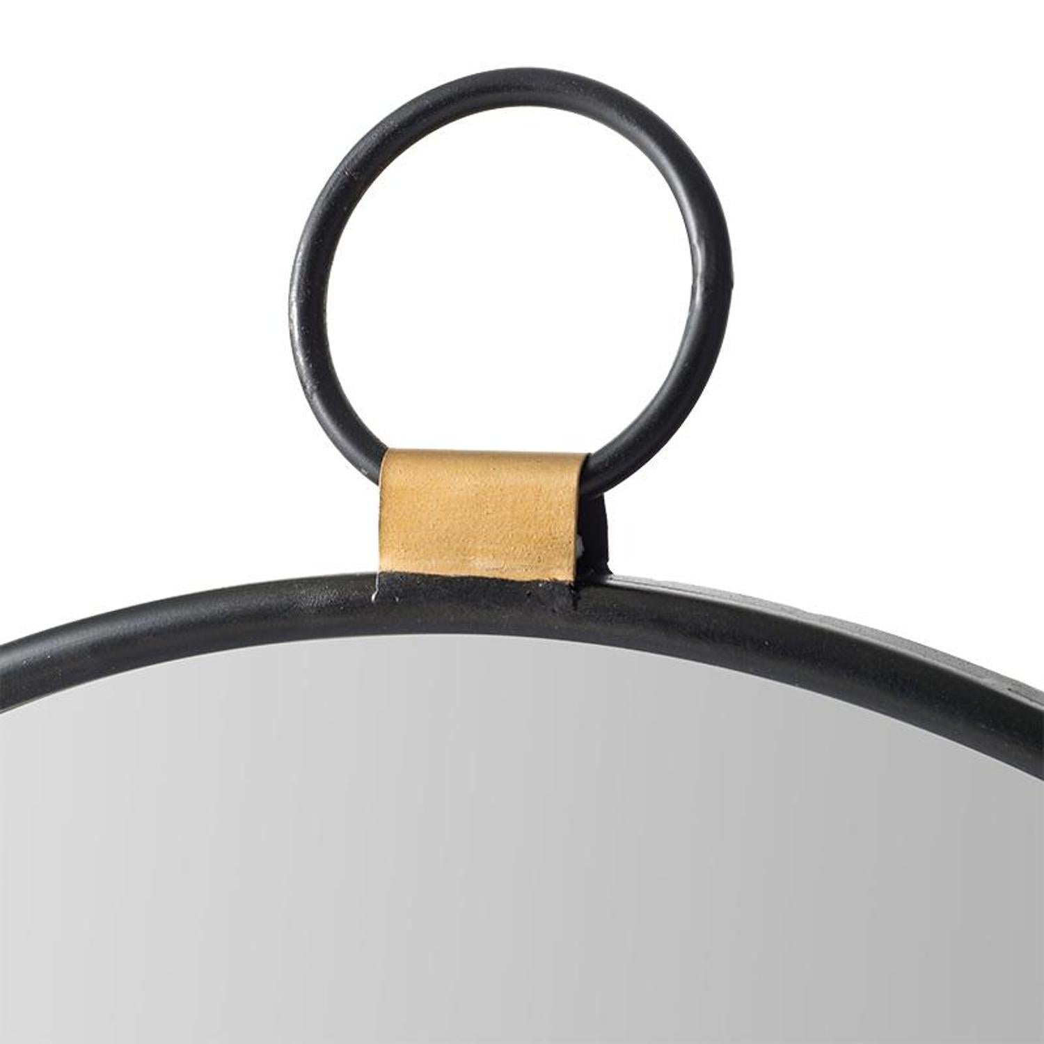 28" Black Round Iron Framed Accent Mirror - Bed & Bath