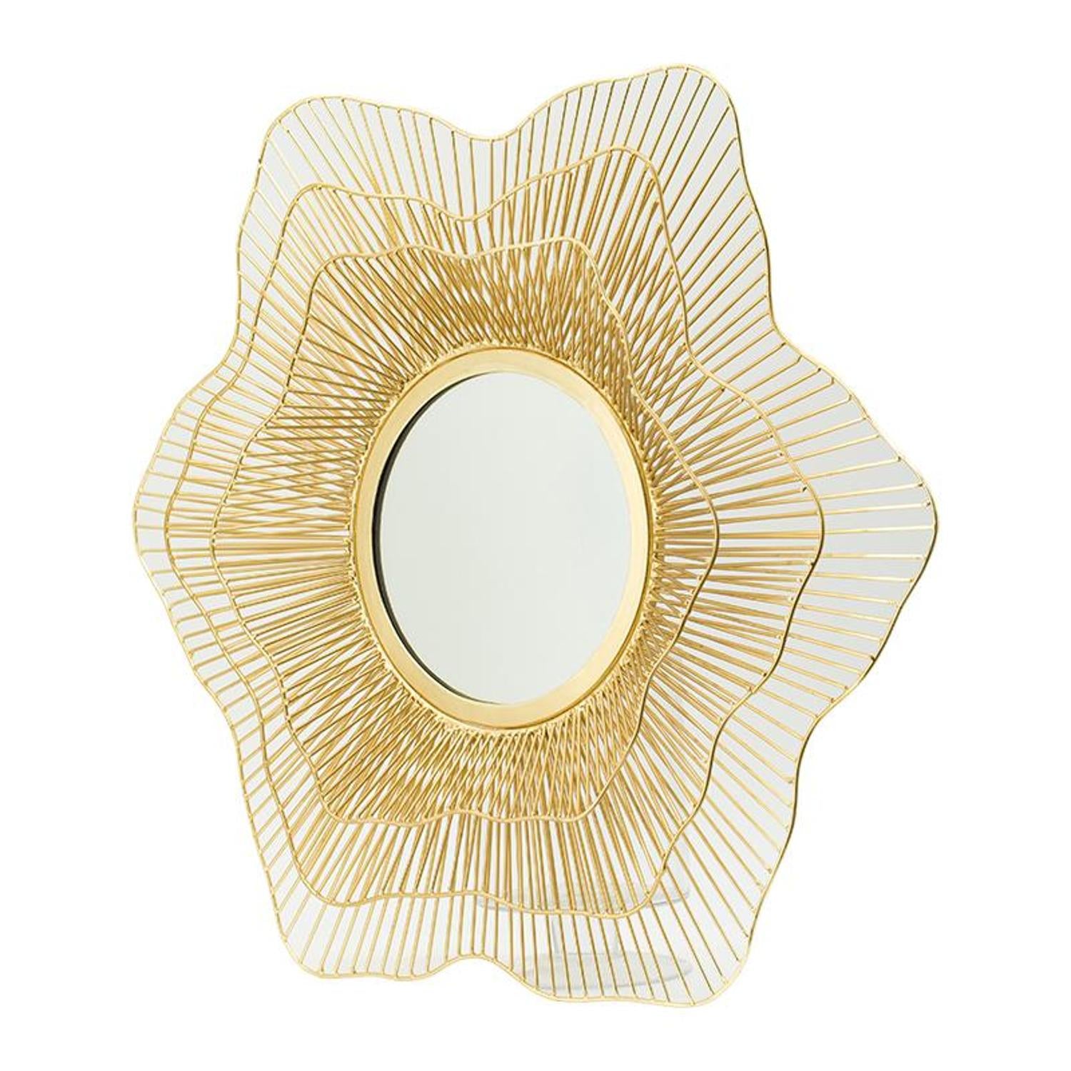 27" Gold Floral Sunburst Iron Framed Accent Mirror - Bed & Bath